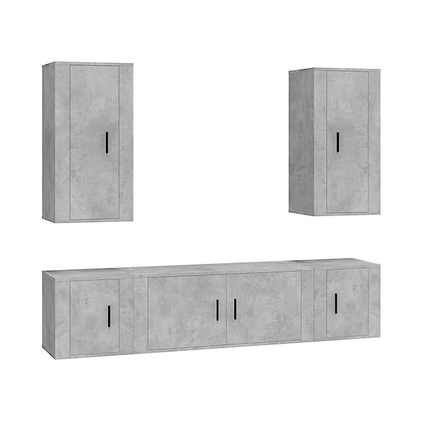 Ensemble de Meubles TV 5 pcs Gris béton Bois dingénierie - Meuble télé, Meuble TV Industriel, Meuble Chambre, Convient pour