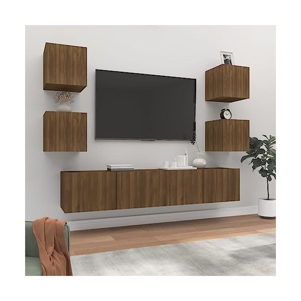 VEEKI Meuble TV, Meuble TV Suspendu, Meuble TV Industriel, Meuble TV Bois, Meuble Chambre, Convient pour Salon ou Chambre, En