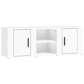 Meuble TV Blanc 100x31,5x35 cm Bois dingénierie - Meuble TV, Armoire Basse Centre, Support Télé pour Salon Chambre,