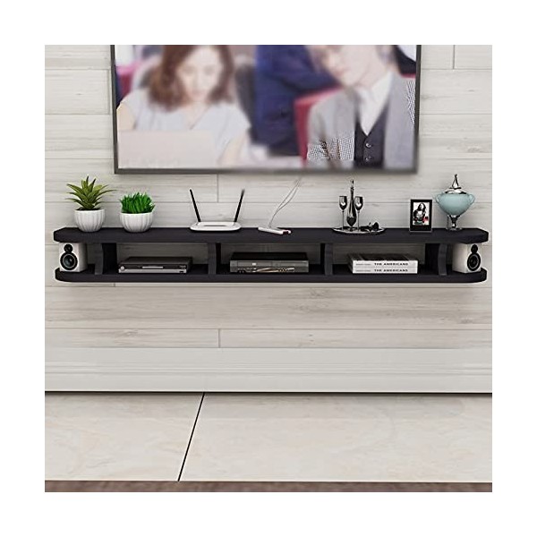 MABIBI Meuble TV pour salon - Meuble TV mural - Meuble TV flottant, organisateur de fond mural, lecteur DVD, routeur, grande 