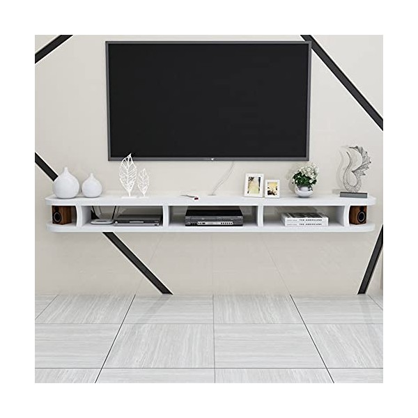 MABIBI Meuble TV pour salon - Meuble TV mural - Meuble TV flottant, organisateur de fond mural, lecteur DVD, routeur, grande 