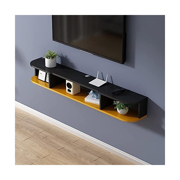 MABIBI YJ Meuble TV flottant, étagère de rangement multimédia en bois à suspendre pour console TV, meuble TV, centre de diver