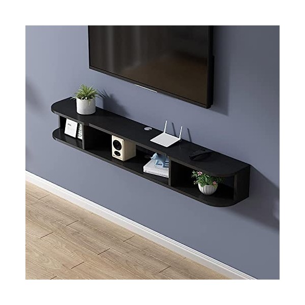 MABIBI YJ Meuble TV flottant, étagère de rangement multimédia en bois à suspendre pour console TV, meuble TV, centre de diver