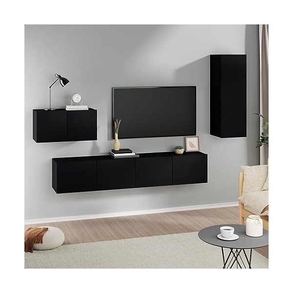 VEEKI Meuble TV, Meuble TV Suspendu, Meuble TV Industriel, Meuble TV Bois, Meuble Chambre, Convient pour Salon ou Chambre, En