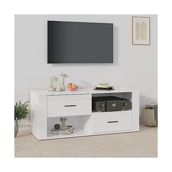 Hovothy Meuble TV Design Classique Chêne Fumé 69,5x30x50 cm Bois dingénierie Résistance à lhumidité Armoire Stéréo Grand Es