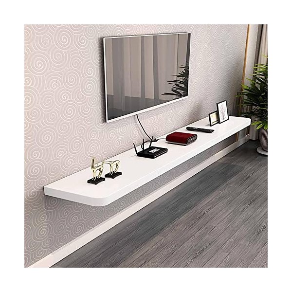 EsEntL Console TV Suspendue, Meuble TV Mural en Bois Massif Mat, étagère de Rangement multimédia en Bois pour Salon, Salle de