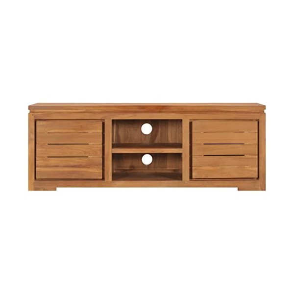 lvssiao Meuble TV pour salon, meuble TV en bois massif en teck 110 x 30 x 40 cm très résistant Module TV pour chambre à couch