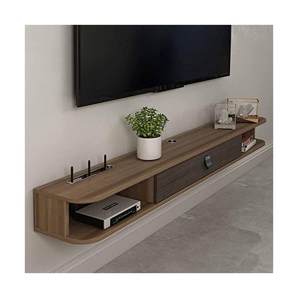 EsEntL Meuble TV Mural, unité Murale Flottante de Divertissement Multifonction Mate avec Compartiments de Rangement, pour Sal