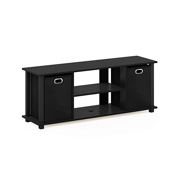 Furinno Econ Centre de Divertissement TV, Noir, Taille Unique, 13054BK/BK, One Size