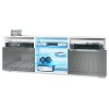 Vladon Meuble TV Granada, Lowboard avec 2 Portes et 6 Compartiments Ouverts, Corps Blanc Mat, façades en Gris Sable Haute Bri