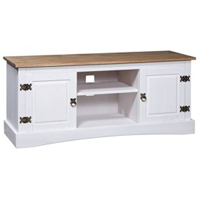 vidaXL Pin Meuble TV Mexicain Armoire Basse avec 2 Armoires et 2 Compartiments Meuble Multimédia Salle de Séjour Salon Maison