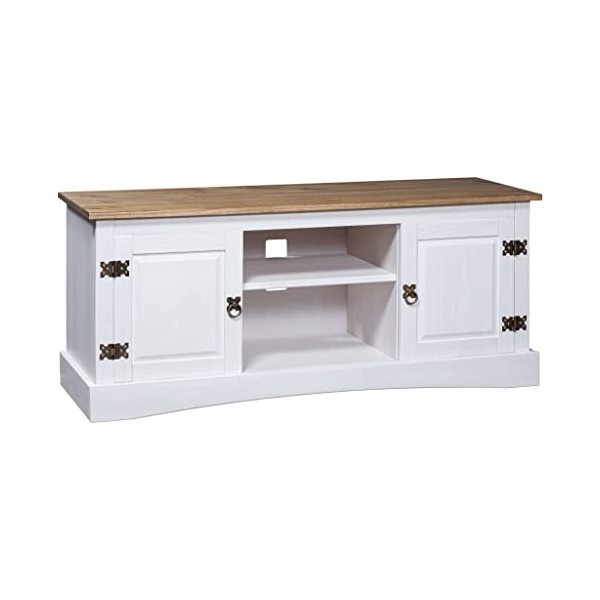 vidaXL Pin Meuble TV Mexicain Armoire Basse avec 2 Armoires et 2 Compartiments Meuble Multimédia Salle de Séjour Salon Maison