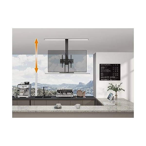 my wall Lift TV motorisé HP64L à encastrer au Plafond, Support de Plafond TV, Plage de Hauteur réglable, 32-55 Pouces, Charge