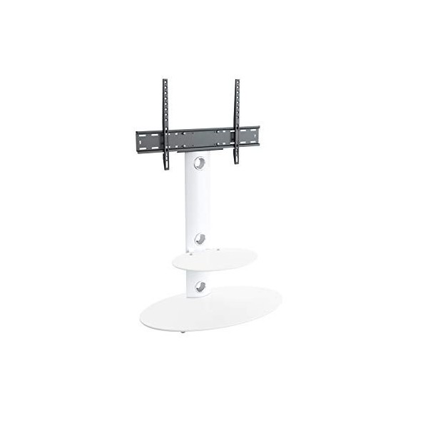 King Meuble TV Cantilever Ovale, pour Écrans Plasma, LCD, LED, HD, OLED, incurvé de 32 à 60 Pouces, 2 étagères en Verre T