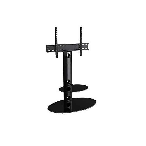 King Meuble TV Cantilever Ovale, pour Écrans Plasma, LCD, LED, HD, OLED, incurvé de 32 à 60 Pouces, 2 étagères en Verre T