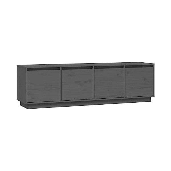 Annlera Meuble TV Gris 156x37x45 cm Bois de Pin Massif Classique Banc TV Dessus de Meuble Robuste Placer Stéréo Objets Décora