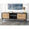 Bestmobilier - Peter - Meuble TV - Bois et Noir - 154 cm - Style Industriel