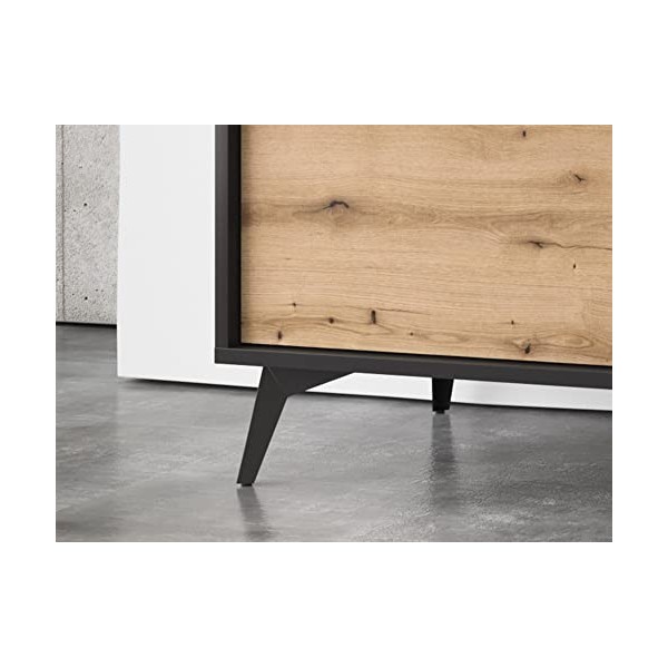 Bestmobilier - Peter - Meuble TV - Bois et Noir - 154 cm - Style Industriel