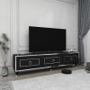 Destina Home Esmera 180 Meuble TV bas et offre de la place pour TV à écran plat jusquà 78" effet marbre noir - bande argent