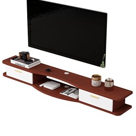 EsEntL Meuble TV Mural Étagère Flottante pour Meuble TV de 39,3/47,2/55,1 Pouces, Console multimédia Murale avec 2 Portes, ét