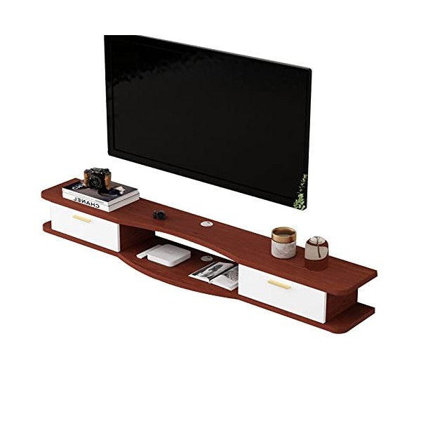 EsEntL Meuble TV Mural Étagère Flottante pour Meuble TV de 39,3/47,2/55,1 Pouces, Console multimédia Murale avec 2 Portes, ét