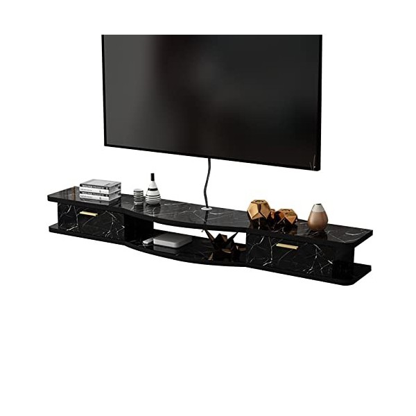 EsEntL Meuble TV Mural Étagère Flottante pour Meuble TV de 39,3/47,2/55,1 Pouces, Console multimédia Murale avec 2 Portes, ét