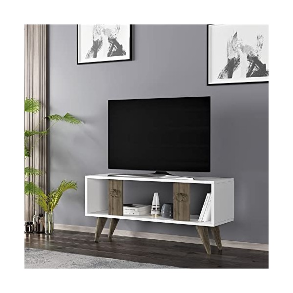 [en.casa] Meuble TV pour Salon Banc TV avec Compartiment de Rangement Support de Télé Panneau de Particules Plastique 45 x 95