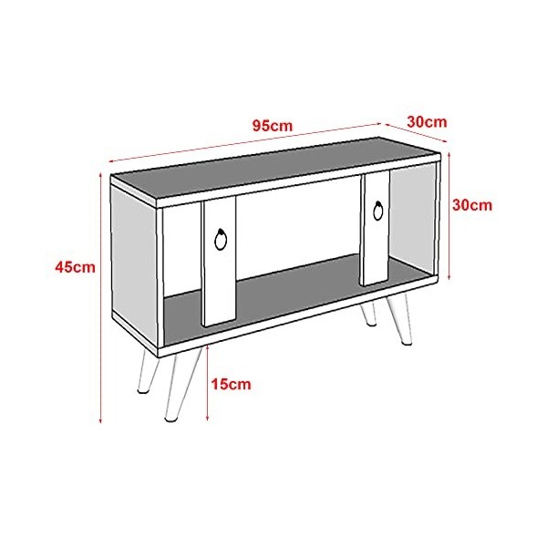 [en.casa] Meuble TV pour Salon Banc TV avec Compartiment de Rangement Support de Télé Panneau de Particules Plastique 45 x 95