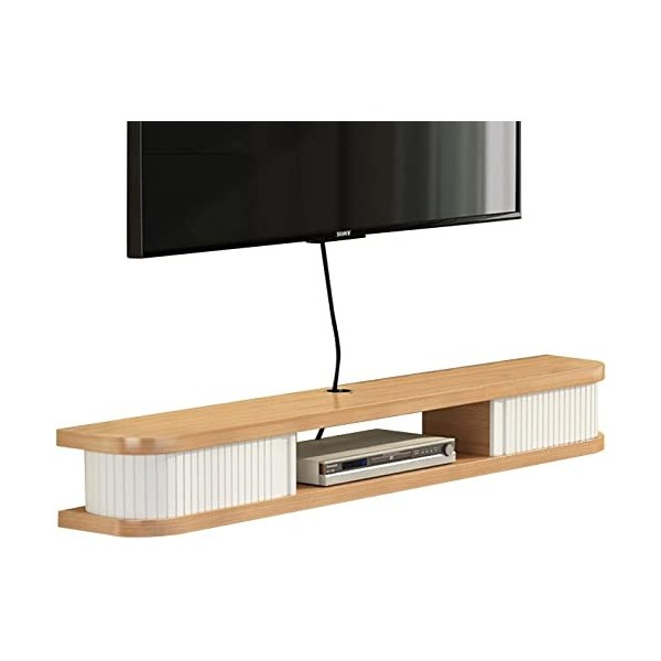 EsEntL Meuble TV Mural 31,4/39,3/47,2/55,1 Pouces Support TV Flottant Mural Blanc, étagère de Rangement pour Console multiméd