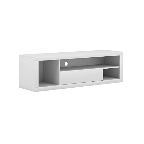 Vivaldi Furniture Meuble TV 1 Porte 3 niches 140 cm Orion Blanc