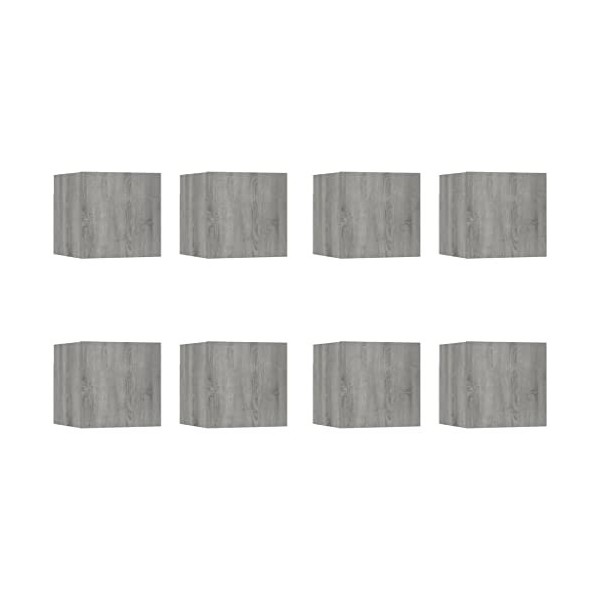 lvssiao Table de Salon Moderne, Meubles pour TV Murale 8 pièces Gris Sonoma 30,5 x 30 x 30 cm Économiser de lespace Meuble T