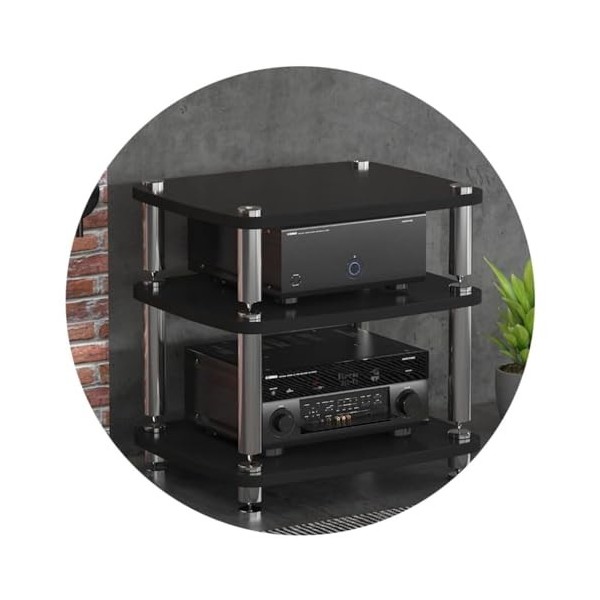 Support Darmoire Audio en MDF avec Pieds Absorbant Les Chocs – Support pour Tourne-Disque à 4 Couches, étagère pour Amplific