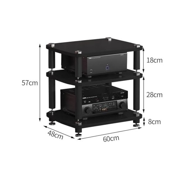 Support Darmoire Audio en MDF avec Pieds Absorbant Les Chocs – Support pour Tourne-Disque à 4 Couches, étagère pour Amplific