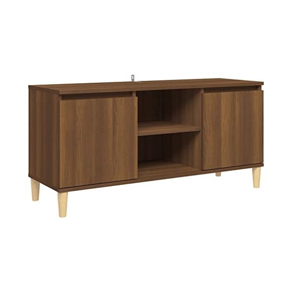 vidaXL Meuble TV avec Pieds en Bois Centre de Divertissement Armoire Basse Rangement Meuble de Salle de Séjour Chêne Fumé 103