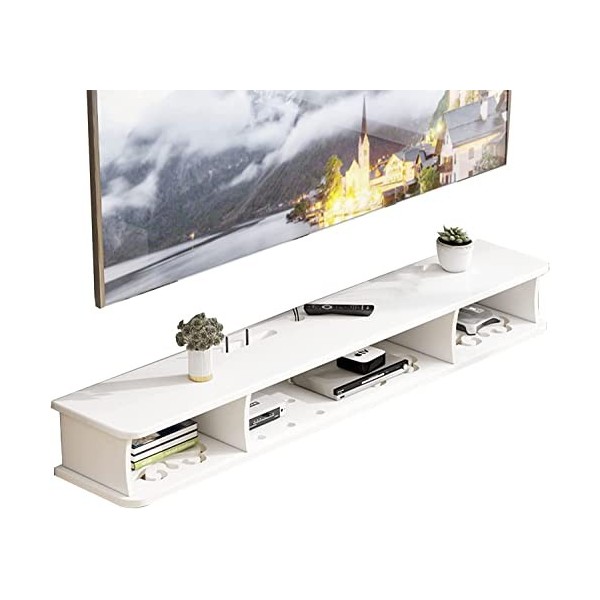 Vendics Meuble Tv Mural 120/140 Cm Meuble Tv Flottant, Étagère Pour Décodeur, Petite Console Multimédia Murale, Étagères de R