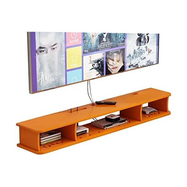 Vendics Meuble Tv Mural 120/140 Cm Meuble Tv Flottant, Étagère Pour Décodeur, Petite Console Multimédia Murale, Étagères de R