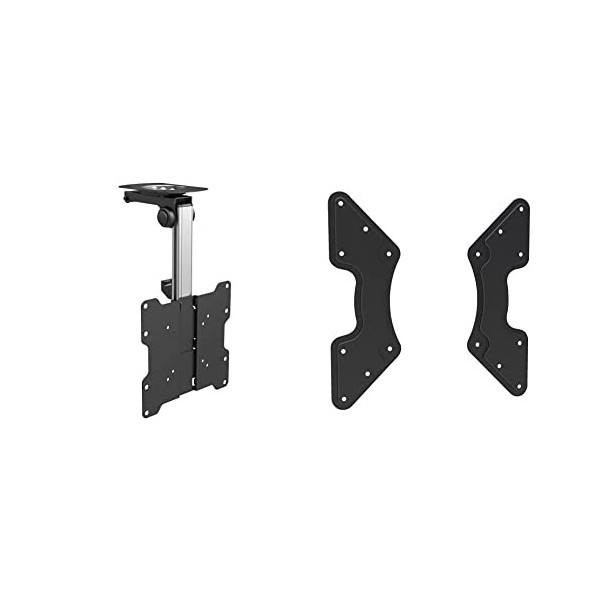 PureMounts PM-Slope-37 - Support de Plafond pour Le TV - inclinable jusquà 105° & Adapt-C Plaque Adaptateur VESA Universel, 