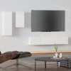 ZEYUAN Ensemble de Meubles TV 4 pcs Blanc Bois dingénierie,Meuble TV,Table Basse Salon Meuble TV,Table Basse LED Couleurs