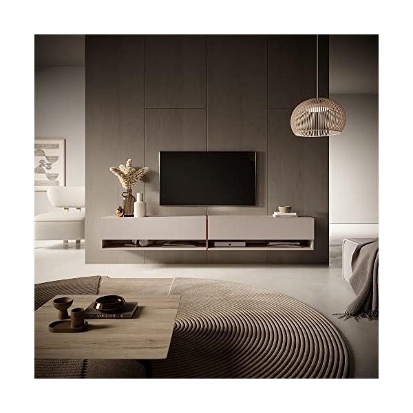 Selsey MIRRGO Meuble TV, Melamine, Beige, 200 cm