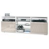 Vladon Meuble TV Granada, Lowboard avec 2 Portes et 6 Compartiments Ouverts, Corps Blanc Mat, façades en Gris Sable Haute Bri