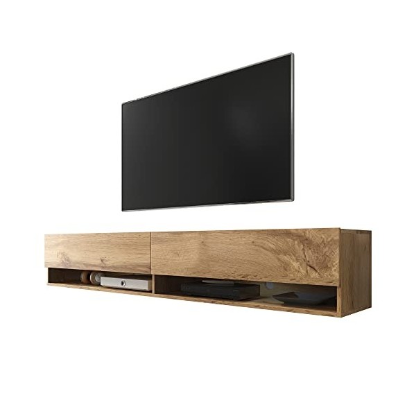 Selsey Wander - Meuble TV Suspendu/Banc TV avec LED 180 cm Effet chêne wotan