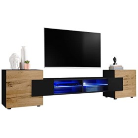 ExtremeFurniture Meuble TV Bridge | Meuble TV avec 2 étagères en Verre | RGB | Moderne | Élégant | Pratique | Solide