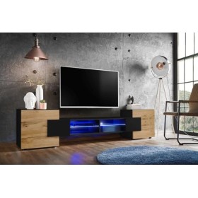 ExtremeFurniture Meuble TV Bridge | Meuble TV avec 2 étagères en Verre | RGB | Moderne | Élégant | Pratique | Solide
