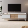 BTM Meuble TV moderne avec revêtement brillant et grain de bois 180 cm Led Blanc 180 WF285201202AAF