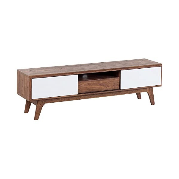 Beliani Meuble TV Blanc et Marron Eerie