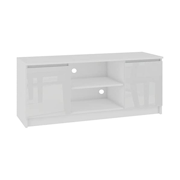 Hucoco Dusk | Meuble Bas TV Contemporain Salon/séjour 140x55x40 cm | 2 niches + 2 Portes | Rangement matériel Audio/Video/Gam