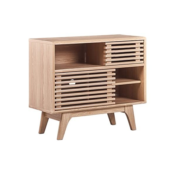 Meuble TV en Bois dIngénierie Bois Clair Finition Mate Style Scandinave Cleveland