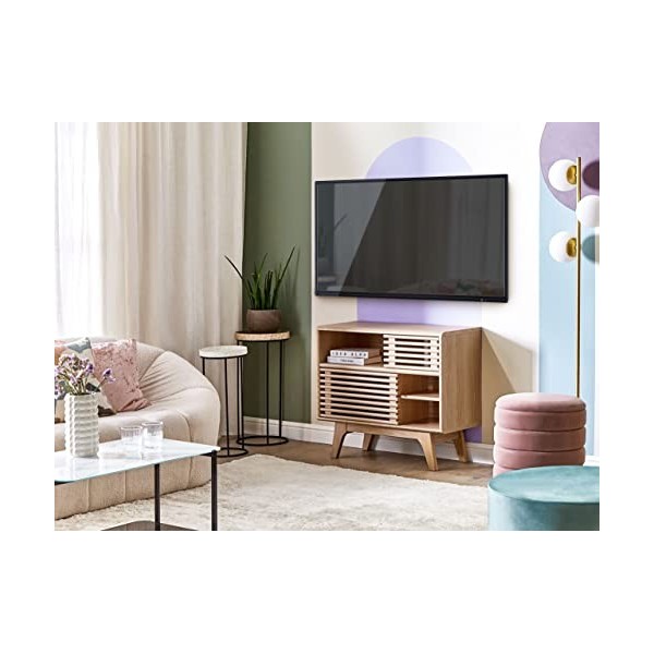 Meuble TV en Bois dIngénierie Bois Clair Finition Mate Style Scandinave Cleveland