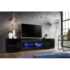 ExtremeFurniture Meuble TV Bridge | Meuble TV avec 2 étagères en Verre | RGB | Moderne | Élégant | Pratique | Solide
