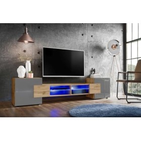 ExtremeFurniture Meuble TV Bridge | Meuble TV avec 2 étagères en Verre | RGB | Moderne | Élégant | Pratique | Solide